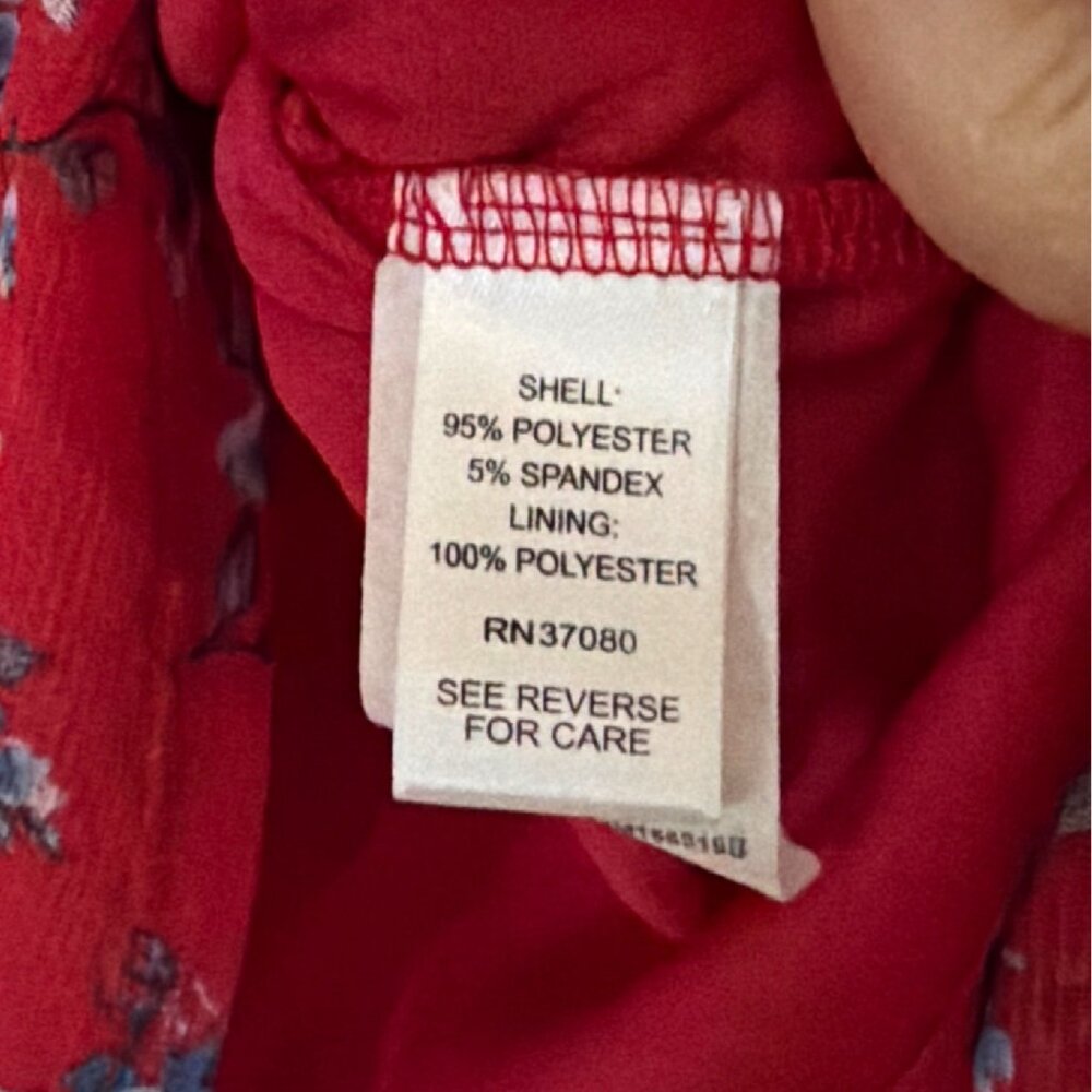 Sleeveless Red Floral sleevless Top Tiered Ruffle Hem Womens Large Lightweight - Picture 4 of 6